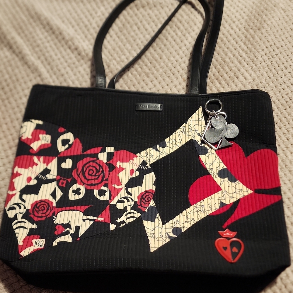 Vera Bradley Alice In Wonderland Black and Red Heart Tote